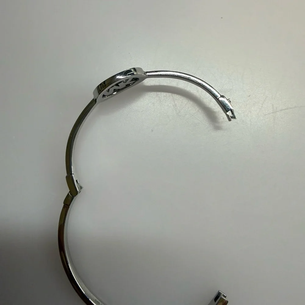 Michael Kors Silver Crystal MK Logo Bangle Bracelet